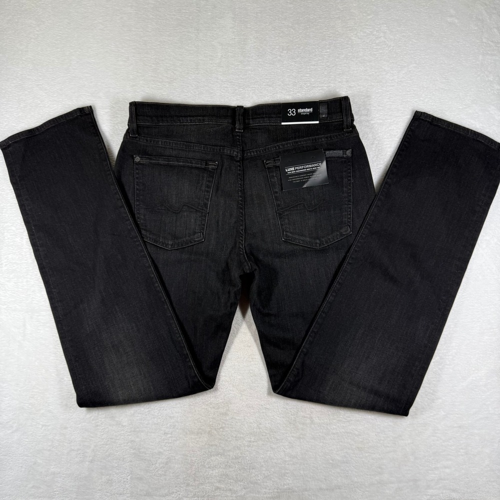 7 For All Mankind Standard Luxe Performance Straight Leg Jeans Black 33